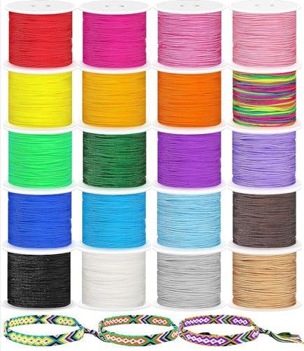 20 Rollen Gewachste Baumwollschnur, BetterJonny Nylonfaden Makramee 1000m Ø 0.8mm Wachsschnur Polyesterfaden Schmuckband Satinschnur Nylonschnur für Armbänder Macrame Schmuckherstellung DIY Handwerk 20 Rollen Gewachste Baumwollschnur, BetterJonny Nylonfaden Makramee 1000m Ø 0.8mm Wachsschnur Polyesterfaden Schmuckband Satinschnur Nylonschnur für Armbänder Macrame Schmuckherstellung DIY Handwerk von BetterJonny