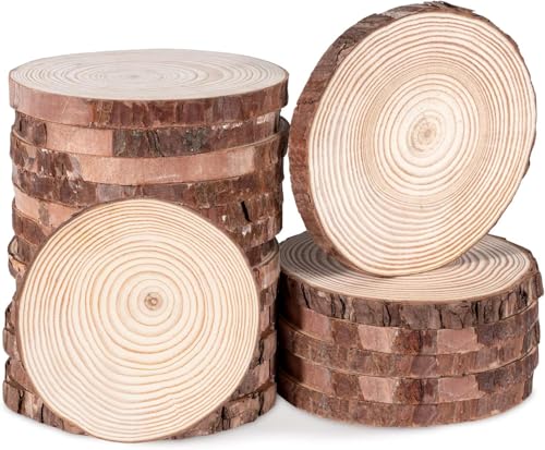 20 Stück Holzscheiben, BetterJonny Rund 10-12cm Holz Log Scheiben Kit mit Loch Unvollendete Holzkreise für DIY, Basteln, Hochzeit, Weihnachten Dekoration 20 Stück Holzscheiben, BetterJonny Rund 10-12cm Holz Log Scheiben Kit mit Loch Unvollendete Holzkreise für DIY, Basteln, Hochzeit, Weihnachten Dekoration von BetterJonny