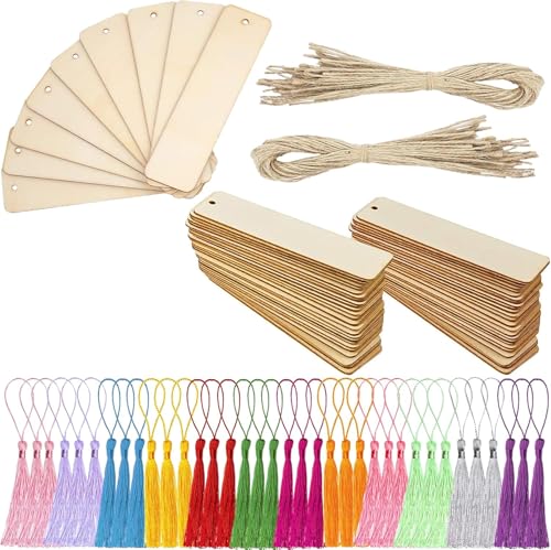 204 Stück Holz Blanko Lesezeichen Set, BetterJonny 72 Stücke Lesezeichen aus Holz 60 Stücke Bunten Quasten Rechteck Leeres Lesezeichen mit Löchern für DIY Lesezeichen Handwerk Geschenke Tag, 12x3,2 cm 204 Stück Holz Blanko Lesezeichen Set, BetterJonny 72 Stücke Lesezeichen aus Holz 60 Stücke Bunten Quasten Rechteck Leeres Lesezeichen mit Löchern für DIY Lesezeichen Handwerk Geschenke Tag, 12x3,2 cm von BetterJonny