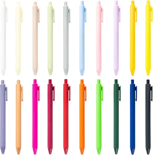 20Pcs Druckkugelschreiber, BetterJonny Einziehbarer Kugelschreiber mit Schwarze Tinte Druckkugelschreiber Schreibstifte 1mm Schwarze Einziehbare Tintenstifte für Schule Büro Tagebuch Notizen,20 Farben von BetterJonny