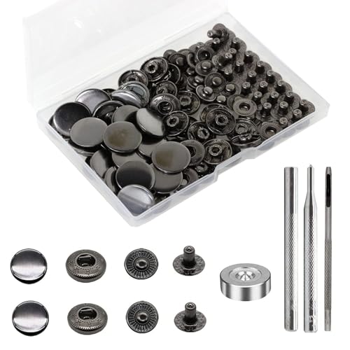 24 Sets Druckknöpfe Set, Basicon Messing Druckknöpfe Φ17mm Kupfer Druckknöpfe Metall Bronze Kleidung Druckknöpfe mit Fixierwerkzeug Kit für Leder Jeans Jacke Brieftasche Handtasche, Schwarz 24 Sets Druckknöpfe Set, Basicon Messing Druckknöpfe Φ17mm Kupfer Druckknöpfe Metall Bronze Kleidung Druckknöpfe mit Fixierwerkzeug Kit für Leder Jeans Jacke Brieftasche Handtasche, Schwarz von BetterJonny