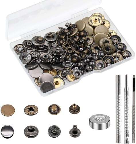 24 Sets Druckknöpfe Set, BetterJonny Messing Druckknöpfe Φ15mm Kupfer Druckknöpfe Metall Bronze Kleidung Druckknöpfe mit Fixierwerkzeug Kit für Leder Jeans Jacke Brieftasche Handtasche, 2 Farben 24 Sets Druckknöpfe Set, BetterJonny Messing Druckknöpfe Φ15mm Kupfer Druckknöpfe Metall Bronze Kleidung Druckknöpfe mit Fixierwerkzeug Kit für Leder Jeans Jacke Brieftasche Handtasche, 2 Farben von BetterJonny