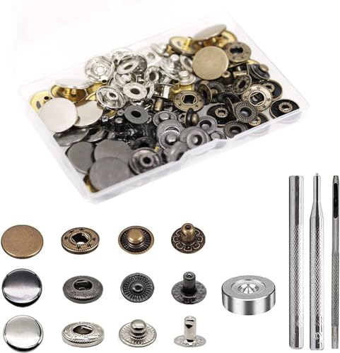 BetterJonny 24 Sets Druckknöpfe Set, Φ17mm Messing Kupfer Metall Bronze Kleidung Druckknöpfe Mit Fixierwerkzeug Kit für Leder Jeans Jacke Brieftasche Handtasche, 3 Farben BetterJonny 24 Sets Druckknöpfe Set, Φ17mm Messing Kupfer Metall Bronze Kleidung Druckknöpfe Mit Fixierwerkzeug Kit für Leder Jeans Jacke Brieftasche Handtasche, 3 Farben von BetterJonny