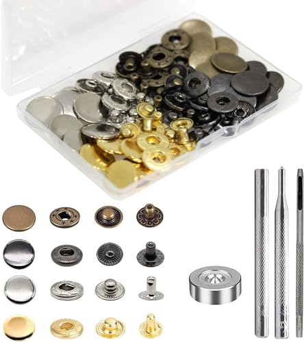 24 Sets Druckknöpfe Set, BetterJonny Messing Druckknöpfe Φ17mm Kupfer Druckknöpfe Metall Bronze Kleidung Druckknöpfe mit Fixierwerkzeug Kit für Leder Jeans Jacke Brieftasche Handtasche, 4 Farben 24 Sets Druckknöpfe Set, BetterJonny Messing Druckknöpfe Φ17mm Kupfer Druckknöpfe Metall Bronze Kleidung Druckknöpfe mit Fixierwerkzeug Kit für Leder Jeans Jacke Brieftasche Handtasche, 4 Farben von BetterJonny