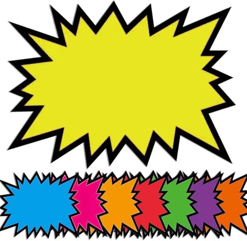 240 Stück Preisschilder Fluoreszierende, BetterJonny Blanko Preisschilder Neon Flohmarkt Starburst Zeichen Price Etikett für Supermärkten Geschäft Party Favors (7,6X12,8cm) von BetterJonny