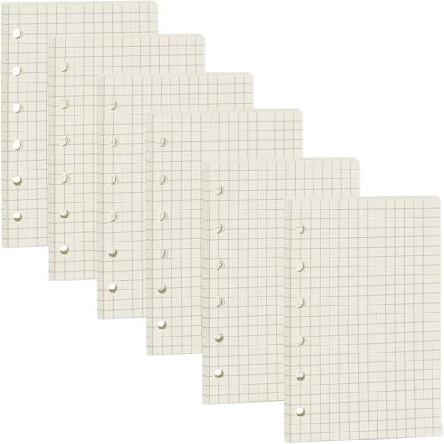270 Blätter A7 Nachfüllpapier Liniert, BetterJonny Nachfüllbare Refill Paper Nachfülleinlagen 6 Löcher Nachfüllbare Notizpapier A7 Ringbuch Nachfüllbar Papier für Notizbuch Tagbuch Malerei,Kariert von BetterJonny