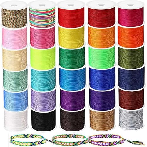 30 Rollen Gewachste Baumwollschnur, BetterJonny Nylonfaden Makramee 1500m Ø 0.8mm Wachsschnur Polyesterfaden Schmuckband Satinschnur Nylonschnur für Armbänder Macrame Schmuckherstellung DIY Handwerk 30 Rollen Gewachste Baumwollschnur, BetterJonny Nylonfaden Makramee 1500m Ø 0.8mm Wachsschnur Polyesterfaden Schmuckband Satinschnur Nylonschnur für Armbänder Macrame Schmuckherstellung DIY Handwerk von BetterJonny