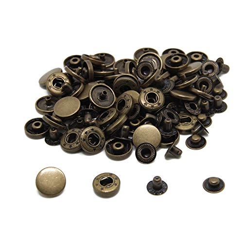 30 Sets robuste Druckknöpfe Druckknöpfe Nieten Nähen Leder Handwerk Kleidung (15 mm, antikes Messing) von BetterJonny
