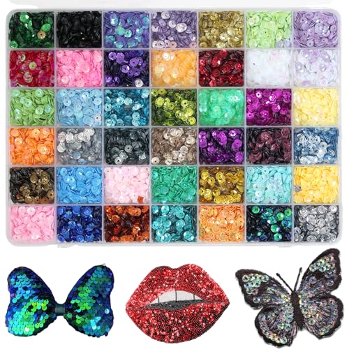 42 Farben Pailletten zum Basteln, BetterJonny Pailletten Basteln Glitzer Lose Craft Pailletten zum Aufnähen mit Box Bunte Pailetten zum Nähen Aufkleben Auffädeln für DIY Kunsthandwerk,5mm 42 Farben Pailletten zum Basteln, BetterJonny Pailletten Basteln Glitzer Lose Craft Pailletten zum Aufnähen mit Box Bunte Pailetten zum Nähen Aufkleben Auffädeln für DIY Kunsthandwerk,5mm von BetterJonny