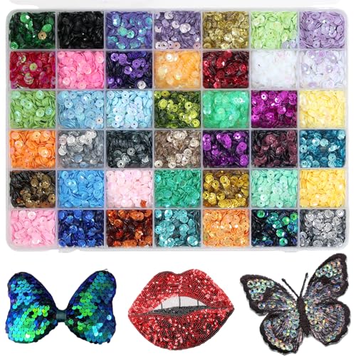 42 Farben Pailletten zum Basteln, BetterJonny Pailletten Basteln Glitzer Lose Craft Pailletten zum Aufnähen mit Box Bunte Pailetten zum Nähen Aufkleben Auffädeln für DIY Kunsthandwerk,6mm 42 Farben Pailletten zum Basteln, BetterJonny Pailletten Basteln Glitzer Lose Craft Pailletten zum Aufnähen mit Box Bunte Pailetten zum Nähen Aufkleben Auffädeln für DIY Kunsthandwerk,6mm von BetterJonny