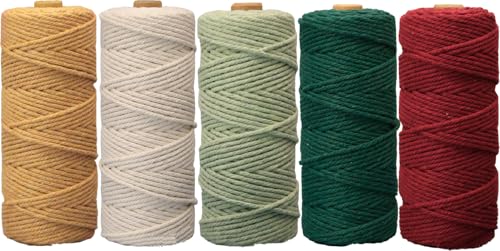 5 Stück Makramee Garn 3mmx50m, BetterJonny Baumwoll Bastelschnur Makramee Baumwollgarn 3mm Baumwollkordel Natur Bunte Baumwoll-Bastelschnur für Basteln Stricken Aufhängen DIY Handwerk-B 5 Stück Makramee Garn 3mmx50m, BetterJonny Baumwoll Bastelschnur Makramee Baumwollgarn 3mm Baumwollkordel Natur Bunte Baumwoll-Bastelschnur für Basteln Stricken Aufhängen DIY Handwerk-B von BetterJonny