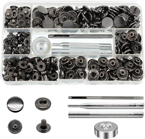 80 Sets Druckknöpfe Set, Basicon Messing Druckknöpfe Φ15mm Kupfer Druckknöpfe Metall Bronze Kleidung Druckknöpfe mit Fixierwerkzeug Kit für Leder Jeans Jacke Brieftasche Handtasche,Pistole schwarz 80 Sets Druckknöpfe Set, Basicon Messing Druckknöpfe Φ15mm Kupfer Druckknöpfe Metall Bronze Kleidung Druckknöpfe mit Fixierwerkzeug Kit für Leder Jeans Jacke Brieftasche Handtasche,Pistole schwarz von BetterJonny