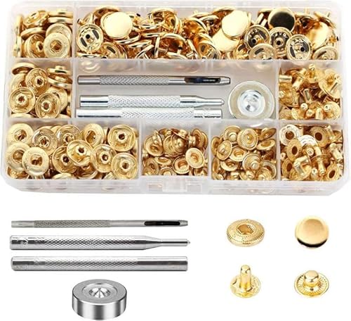 80 Sets Druckknöpfe Set, BetterJonny Messing Druckknöpfe Φ15mm Kupfer Druckknöpfe Metall Bronze Kleidung Druckknöpfe mit Fixierwerkzeug Kit für Leder Jeans Jacke Brieftasche Handtasche, Gold von BetterJonny