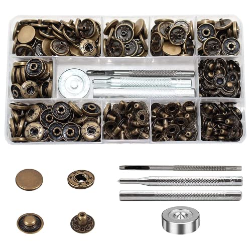 80 Sets Druckknöpfe Set, BetterJonny Messing Druckknöpfe Φ15mm Kupfer Druckknöpfe Metall Bronze Kleidung Druckknöpfe mit Fixierwerkzeug Kit für Leder Jeans Jacke Brieftasche Handtasche 80 Sets Druckknöpfe Set, BetterJonny Messing Druckknöpfe Φ15mm Kupfer Druckknöpfe Metall Bronze Kleidung Druckknöpfe mit Fixierwerkzeug Kit für Leder Jeans Jacke Brieftasche Handtasche von BetterJonny