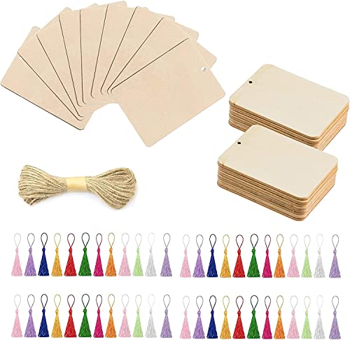 94PCS Holz Blanko Lesezeichen, BetterJonny 45 Stücke Lesezeichen aus Holz mit 48 Bunten Quasten 13m Seile Rechteck Leeres Lesezeichen mit Löchern für DIY Lesezeichen Handwerk Geschenke Tag, 6,3x8,9 cm 94PCS Holz Blanko Lesezeichen, BetterJonny 45 Stücke Lesezeichen aus Holz mit 48 Bunten Quasten 13m Seile Rechteck Leeres Lesezeichen mit Löchern für DIY Lesezeichen Handwerk Geschenke Tag, 6,3x8,9 cm von BetterJonny