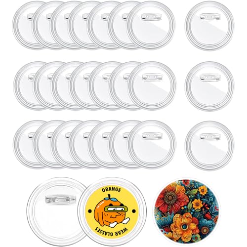 Abzeichen-Herstellungs-Set, 50 Stück, zum Selbermachen, Acryl-Knöpfe mit Nadeln, transparent, Bastelzubehör für Kinder, Schulaktivitäten, Geburtstag, Hochzeit, Party Abzeichen-Herstellungs-Set, 50 Stück, zum Selbermachen, Acryl-Knöpfe mit Nadeln, transparent, Bastelzubehör für Kinder, Schulaktivitäten, Geburtstag, Hochzeit, Party von BetterJonny