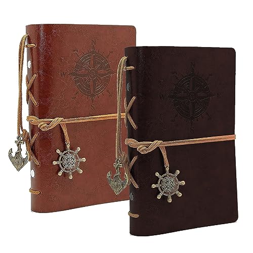 BetterJonny 2 Pack Notizbuch aus Leder A6, Retro Leder Notizbuch mit linierten Seiten und Binder Nachfüllbares Tagebuch Reisetagebuch Skizzenbuch für Männer und Damen, Braun und Kaffee BetterJonny 2 Pack Notizbuch aus Leder A6, Retro Leder Notizbuch mit linierten Seiten und Binder Nachfüllbares Tagebuch Reisetagebuch Skizzenbuch für Männer und Damen, Braun und Kaffee von BetterJonny