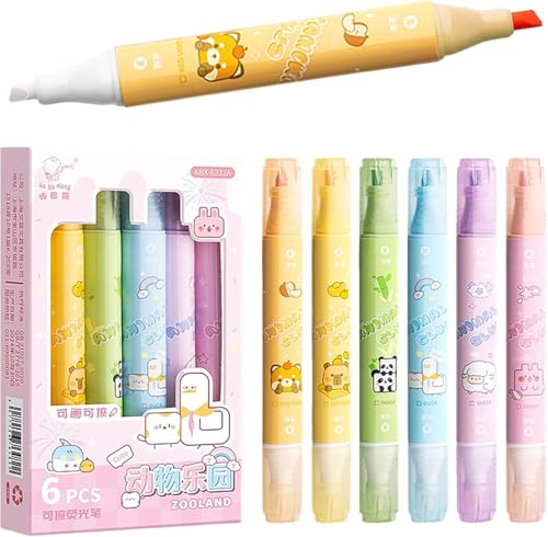 BetterJonny 6Pcs Radierbarer Pastell Textmarker Set, Highlighter Pen Marker Pastell Schreibwaren Highlighter Bunte Marker Stifte Erasable Pen Set zum präzisen Markieren für Schule Uni Büro, A BetterJonny 6Pcs Radierbarer Pastell Textmarker Set, Highlighter Pen Marker Pastell Schreibwaren Highlighter Bunte Marker Stifte Erasable Pen Set zum präzisen Markieren für Schule Uni Büro, A von BetterJonny