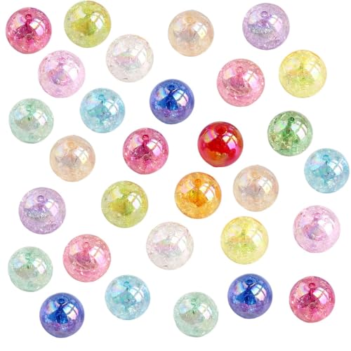 BetterJonny Acrylperlen, 20 mm, Craquelé-Perlen, Glasperlen, runde Weltraumperlen, bunte Acrylperlen für Bastelarbeiten, Schmuck, Halsketten, 80 Stück BetterJonny Acrylperlen, 20 mm, Craquelé-Perlen, Glasperlen, runde Weltraumperlen, bunte Acrylperlen für Bastelarbeiten, Schmuck, Halsketten, 80 Stück von BetterJonny