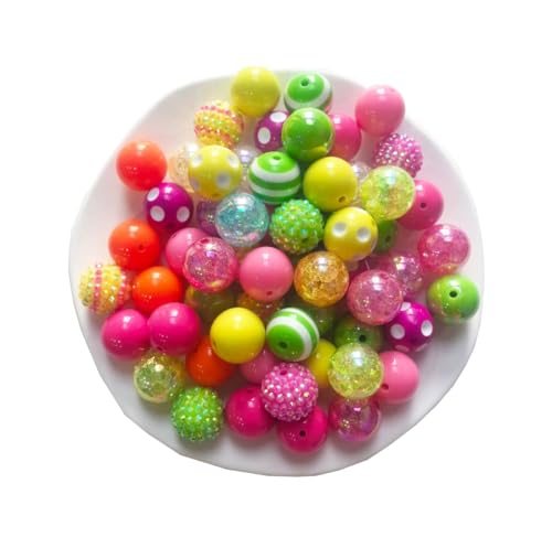 BetterJonny Acrylperlen für Stift, 20 mm, Kaugummi-Perlen, gemischtes Kristallharz, Zucker, klobig, für Perlenstifte, Zubehör, Schlüsselanhänger, Bastelarbeiten, 60 Stück von BetterJonny