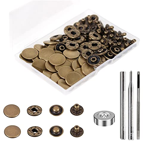 BetterJonny Druckknöpfe aus Leder, strapazierfähig, 17 mm, Metallknöpfe, Druckknöpfe, Ledernieten, Druckknöpfe mit 4 Setter-Werkzeugen für Kleidung, Armband, Jacken, Jeans, Antik-Messing, 24 Sets BetterJonny Druckknöpfe aus Leder, strapazierfähig, 17 mm, Metallknöpfe, Druckknöpfe, Ledernieten, Druckknöpfe mit 4 Setter-Werkzeugen für Kleidung, Armband, Jacken, Jeans, Antik-Messing, 24 Sets von BetterJonny