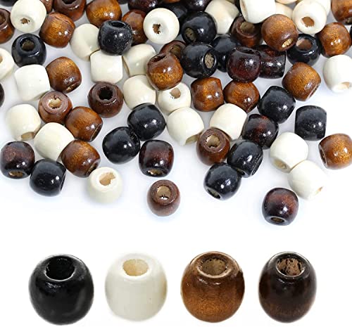 BetterJonny Holzperlen mit großem Loch, 17 x 16 mm, 4 Farben, natürliche Holzperlen für Makramee, Rosenkranz, Armband, Schmuckherstellung, 200 Stück von BetterJonny