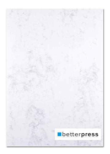 Betterpress® 50 Blatt Marmorpapier grau 200g, A4 - Beidseitig Marmorierter Karton in hochwertiger Qualität - Altes Papier Druckerpapier ideal als Speisekarte, Zertifikat und Urkunde von Betterpress