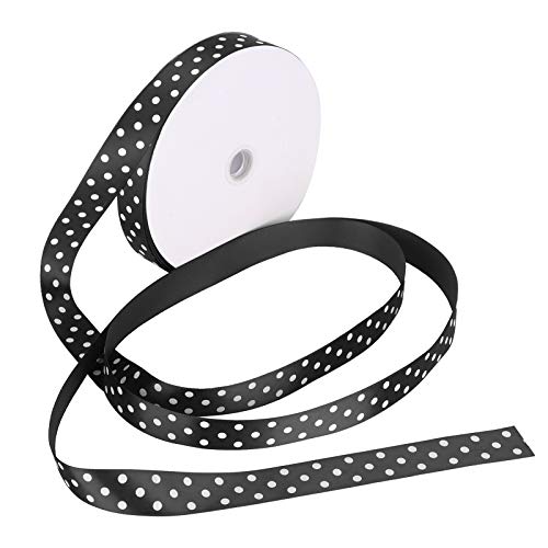 1 Zoll 100 Yards Tupfen -DOT -Band, Satinband Rollen Grosgrain Craft Ribbon Hair Bau Accessoires für Blumensträuße Hochzeitsfeier (Schwarz) von Beufee