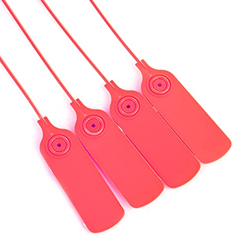 100 Stück wiederverwendbare Manipulationssiegel aus Kunststoff, 30 cm Sicherheitssiegel, nummerierte Sicherheitsetiketten, selbstsichernde Krawatte für Kleidung, Schuhe, Taschen (Rot) von Beufee