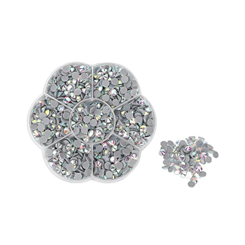 1000 PCS Bunte Nagel -Strasssteine, kleine glänzende transparente dekorative Nagelkunst -Strasssteine ​​mit Blumenschalenschachtel für das schleppende Handwerk Schmuck Mädchen (JM201 White AB) von Beufee