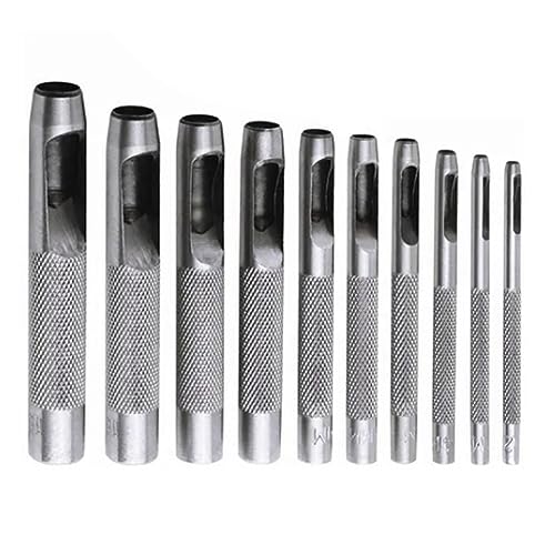 10pcs Lederlochpunch, 1-10 mm runde Hohlloch-Loch-Punch hohe Härte Kohlenstoffstahl Leder-Werkzeuge für Uhrenbänder Gürtel 10pcs Lederlochpunch, 1-10 mm runde Hohlloch-Loch-Punch hohe Härte Kohlenstoffstahl Leder-Werkzeuge für Uhrenbänder Gürtel von Beufee