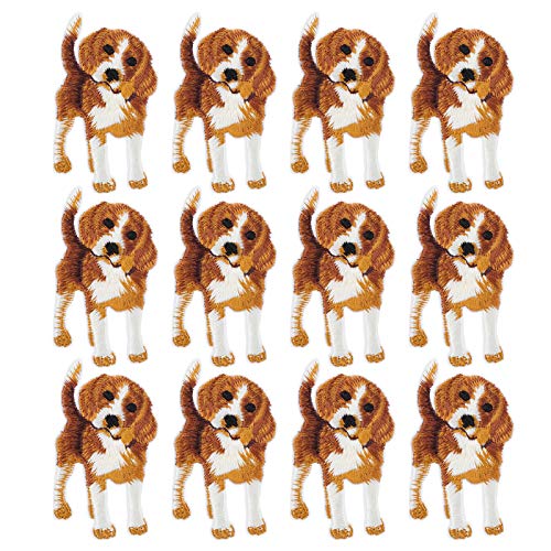 12pcs gestickte Hundeflecken, niedliche Hundemaschinen Stoffaufkleber Welpenapplikationen für Bekleidungsbeutel Schuhe Jeans Rucksack von Beufee