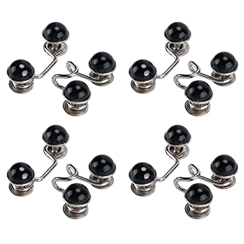16Pcs Pant Waist Tightener Jean Button Pins, Reusable Waist Cinch Clip Detachable Card Slot Button Adjuster for Pants, Jeans, Skirts, Sleeves (Screw black pearl trumpet) von Beufee