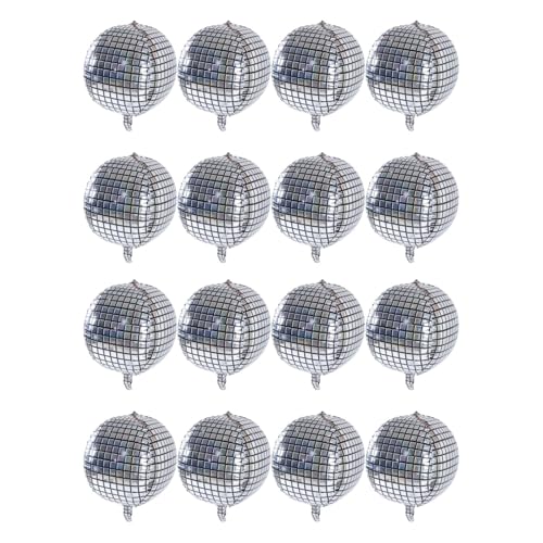 16pcs Disco -Ballballons, 4d Silber Aluminium Folienballons glänzende Discokapartparty -Dekorationen für Geburtstagsfeier Hochzeit 16pcs Disco -Ballballons, 4d Silber Aluminium Folienballons glänzende Discokapartparty -Dekorationen für Geburtstagsfeier Hochzeit von Beufee