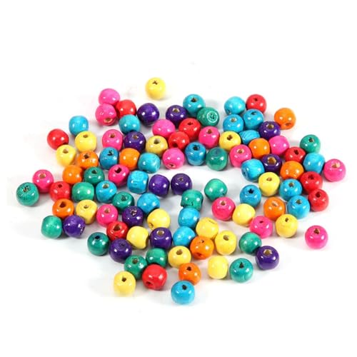 200pcs Holzperlen, farbenfrohe Perlen Holzperle für Schmuckherstellung mit Loch für Kinder Erwachsene Handwerk (8mm) von Beufee