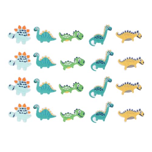 20pcs Dinosauriereisen auf Flecken, bestickte Dinosaurierflecken farbenfrohe Nähte auf Flecken kleines Baumwollanwendungs ​​-Kit für Kleiderhut Jean Rucksack von Beufee