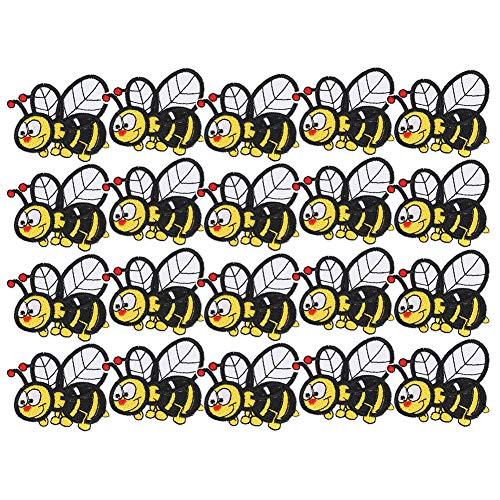 20pcs Eisen auf Flecken Applikationen, niedliche Bienen -Stickflecken Bieneisen auf Patch für Bekleidungsbeutel Jeans Hüte Rucksäcke von Beufee