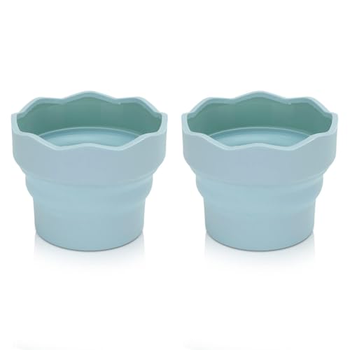 2PCS Wasserfarben, Zusammenklappbare Pinsel-Unterlegscheibe, Tragbare Silikon-Wascheimer-Bürstenhalter-Reiniger Malerei-Wasser-Cup Wasserfarbkasten Pinselbecher von Beufee