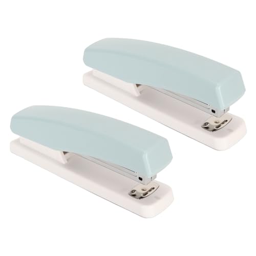 2pcs Desktop -Heftkleber mit 20 Blattkapazität, tragbarer kleiner Schreibtischhefter für Schulbürohaus (Blau) von Beufee