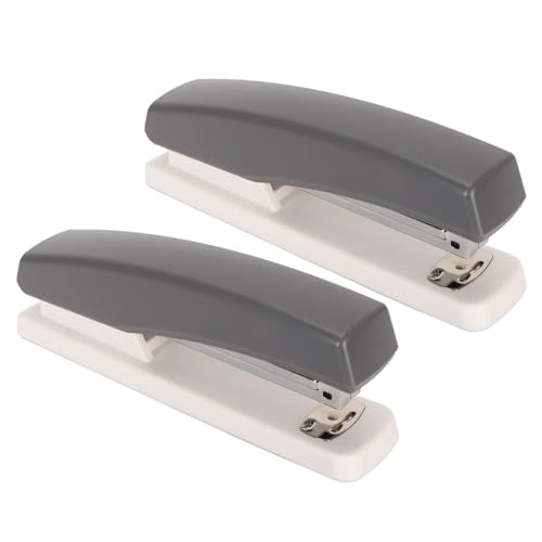 2pcs Desktop -Heftkleber mit 20 Blattkapazität, tragbarer kleiner Schreibtischhefter für Schulbürohaus (Grau) von Beufee