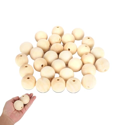 30 Stück Holzperlen, 40 mm runde Perlen, Holz-Abstandsperlen, Bastelperlen, Holzkugeln, Schmuckdekoration, Herstellung, Zubehör für die Herstellung von Bastelschmuck 30 Stück Holzperlen, 40 mm runde Perlen, Holz-Abstandsperlen, Bastelperlen, Holzkugeln, Schmuckdekoration, Herstellung, Zubehör für die Herstellung von Bastelschmuck von Beufee