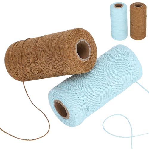 4 Rollen 8/4 Warp -Gewinde, 820,2 Fuß reines Baumwollgarn braun und hellblaues Webengarn Stricken Warp zum Stricken von Tattating Teppich Wandteppich von Beufee