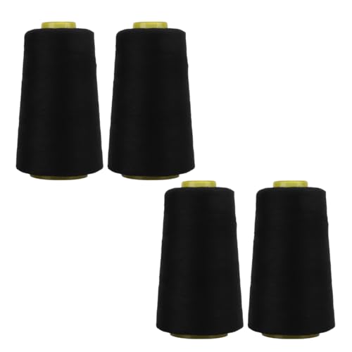 4pcs 402 Sergergewinde, 3000 Meter schwarzes Nähfaden weit verbreitete Polyestergewinde für Quilt- und Nähmaschine von Beufee
