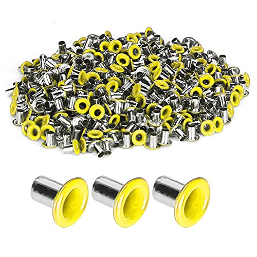 500pcs Grommet Öten Kit, 2 mm inneres Loch farbenfrohe Messing Metall Stoff Leder Loch Ölungen und Tatsache für Bekleidungsschuhe Bag DIY Bastelhandwerk (Yellow) von Beufee