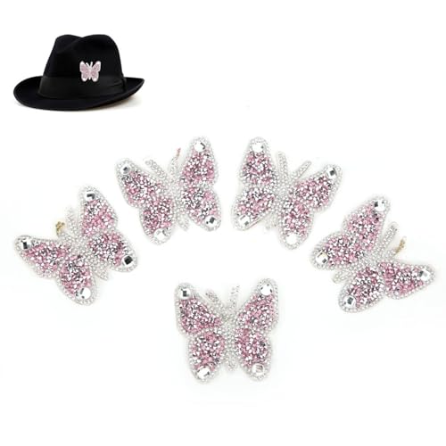 5pcs Strass -Stoffflecken Sticker Aufkleber Heiße Schmelze Kleber Anwendung Dekor (Rosa) von Beufee