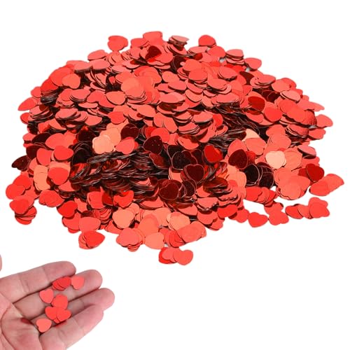 6000 PCS Herz Konfetti, Herztisch Konfetti Glitter Streuer Glitzertisch Dekoration Supplies zum Geburtstag Hochzeit Engagement (Rot) von Beufee