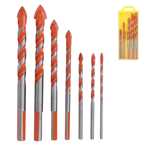 7pcs Mauerwerksbohrbits, Betonbohrer -Bit -Loch -Bohrwerkzeug für Glas, Ziegel, Kunststoff, Zement, Holz, Fliesen (3 4 5 6 8 10 12 mm) von Beufee