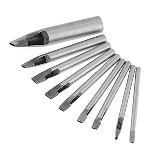 9pcs Oval Loch Punch, 2mm Hohlloch Punch Leder Oval Form Loch Punch Punch -Werkzeuge für Ledergürtel Uhren Bandfahrzeughandwerk von Beufee