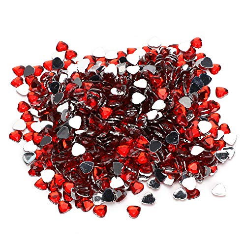 Acryl -Herz -steine, 1000pcs Kristalle Edelstein 3D -Form - -Steuter -Rücken -Diamant Fake Edelstein Vase Füllstoff Kristall - für DIY (Rot) von Beufee