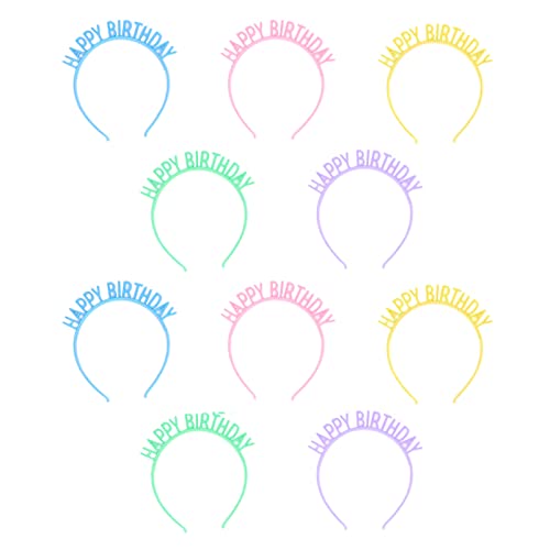 Beufee 10pcs Alles Gute zum Geburtstag Stirnband mit Zähnen, Mädchen Geburtstag Krone Tiara wiederverwendbare Plastikhaarbänder Hoops Party Stirnbänder für Kleinkinder Mädchen Kinder von Beufee